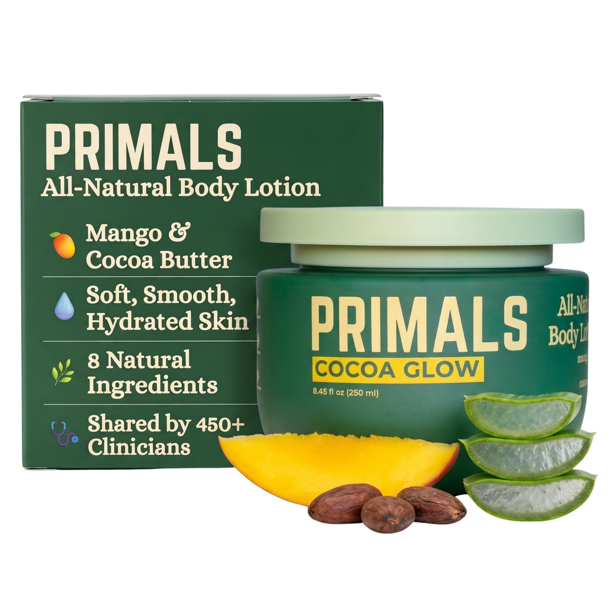 PRIMALS front bottle view showing clean label and natural benefits