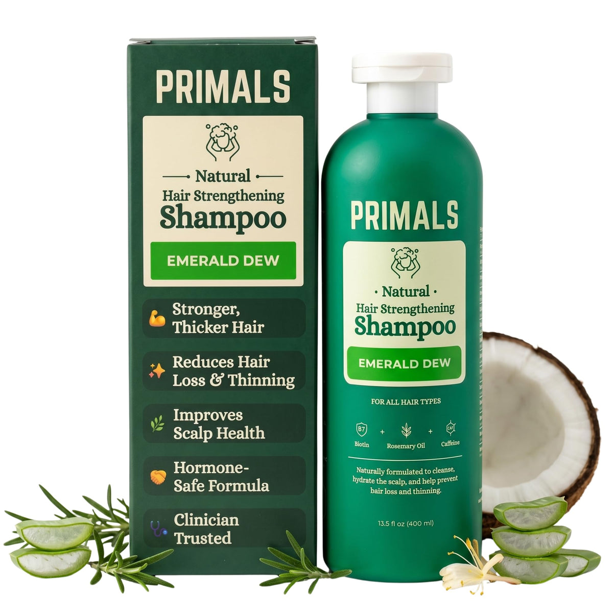 PRIMALS front packaging shows bottle and clean-label benefit