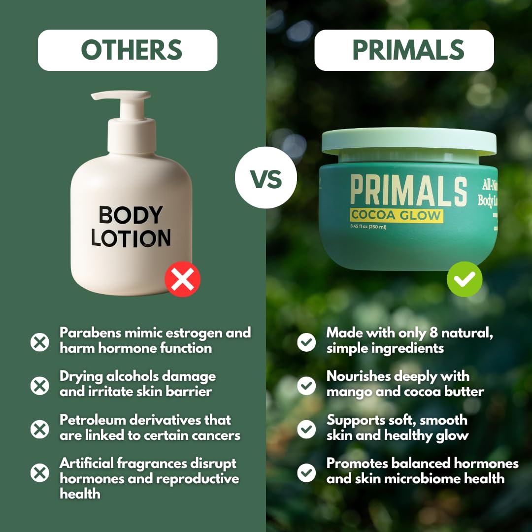 PRIMALS applying lotion on arm demonstrating instant hydration benefit
