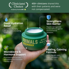 PRIMALS close-up lotion texture highlighting smooth absorbency benefit