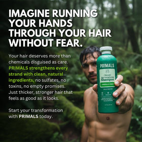 PRIMALS ingredients flatlay showing plant-derived formula transparency