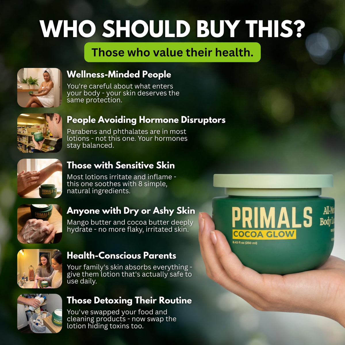 PRIMALS bottle held in hand illustrating the 8.45 oz portable size benefit