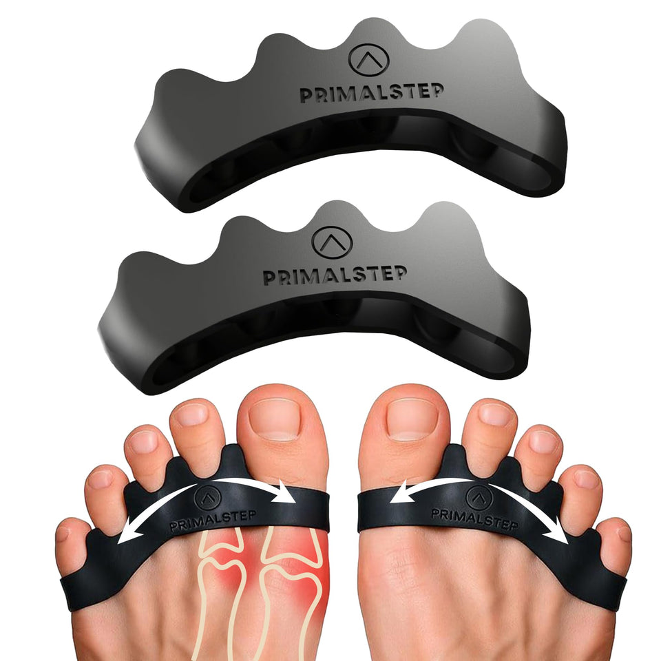 PrimalStep front packaging view showing XL toe separators and product benefit