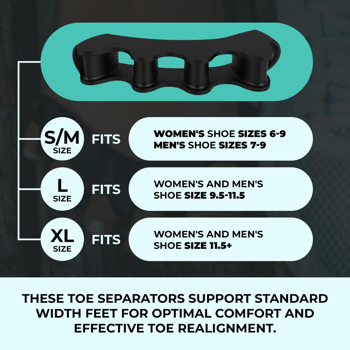 PRIMALSTEP toe separators worn barefoot demonstrating improved toe spacing