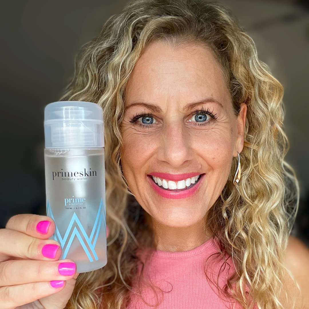 PRIME PROMETICS bottle on nightstand illustrating calming bedtime skincare ritual