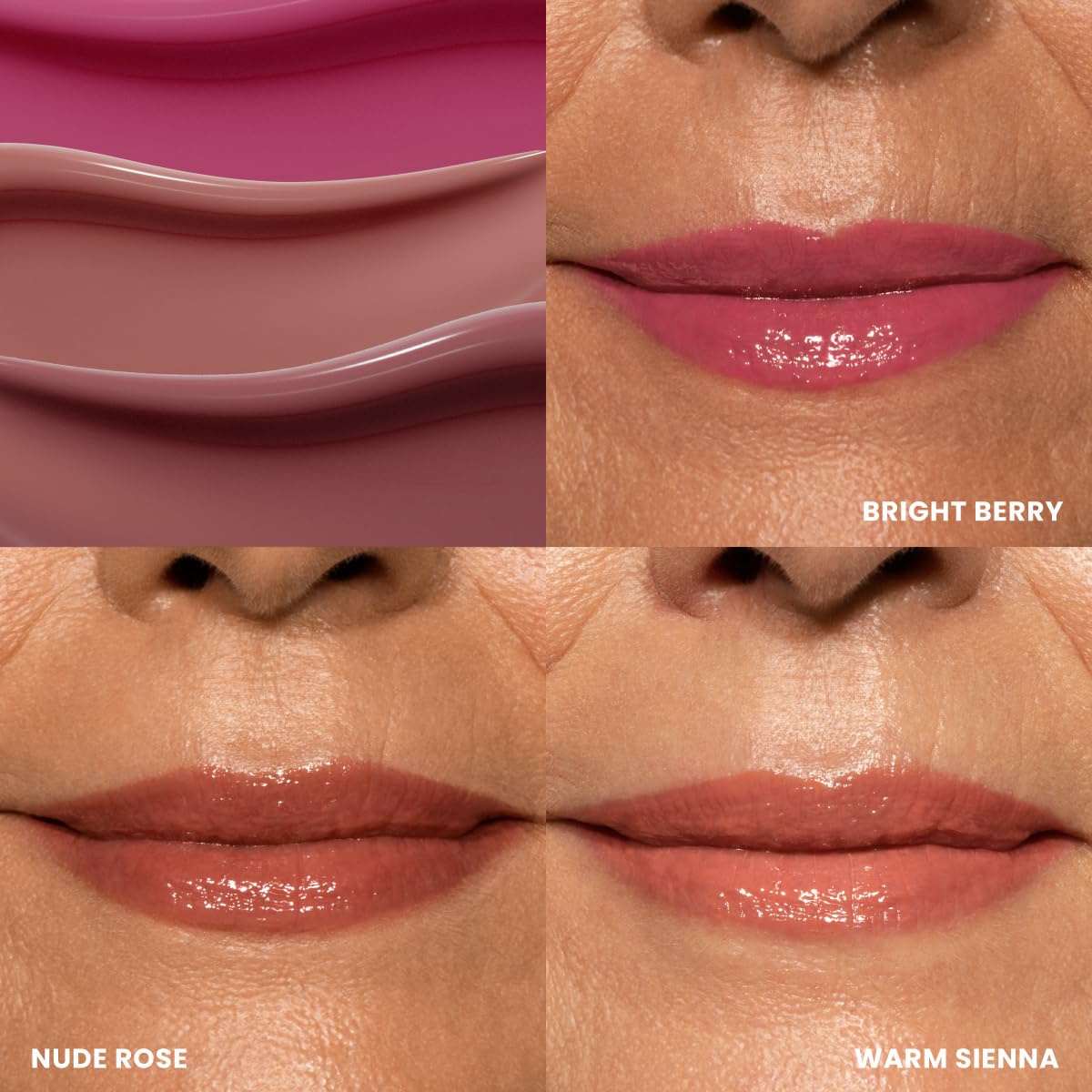 PRIME PROMETICS woman applying lip oil outdoors showing sun protection