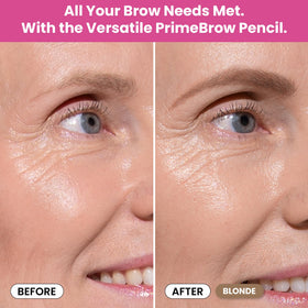 Prime Prometics pencil in use drawing fine strokes along brow for natural definition
