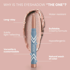 Prime Prometics cream swatched on eyelid close-up demonstrating luminous finish and hydration