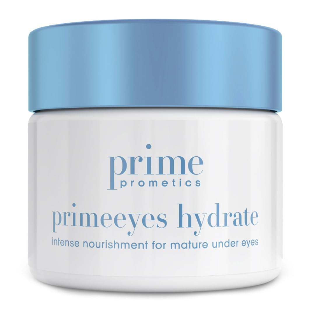 PRIME PROMETICS PrimeEyes front packaging showing elegant jar and branding benefit hydration