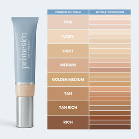 PRIME PROMETICS cream on fingers demonstrating easy fingertip application and streak-free blending