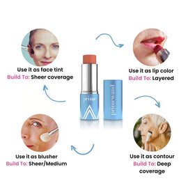 PRIME PROMETICS lip swatch showing sheer rosy tint and moisturizing finish