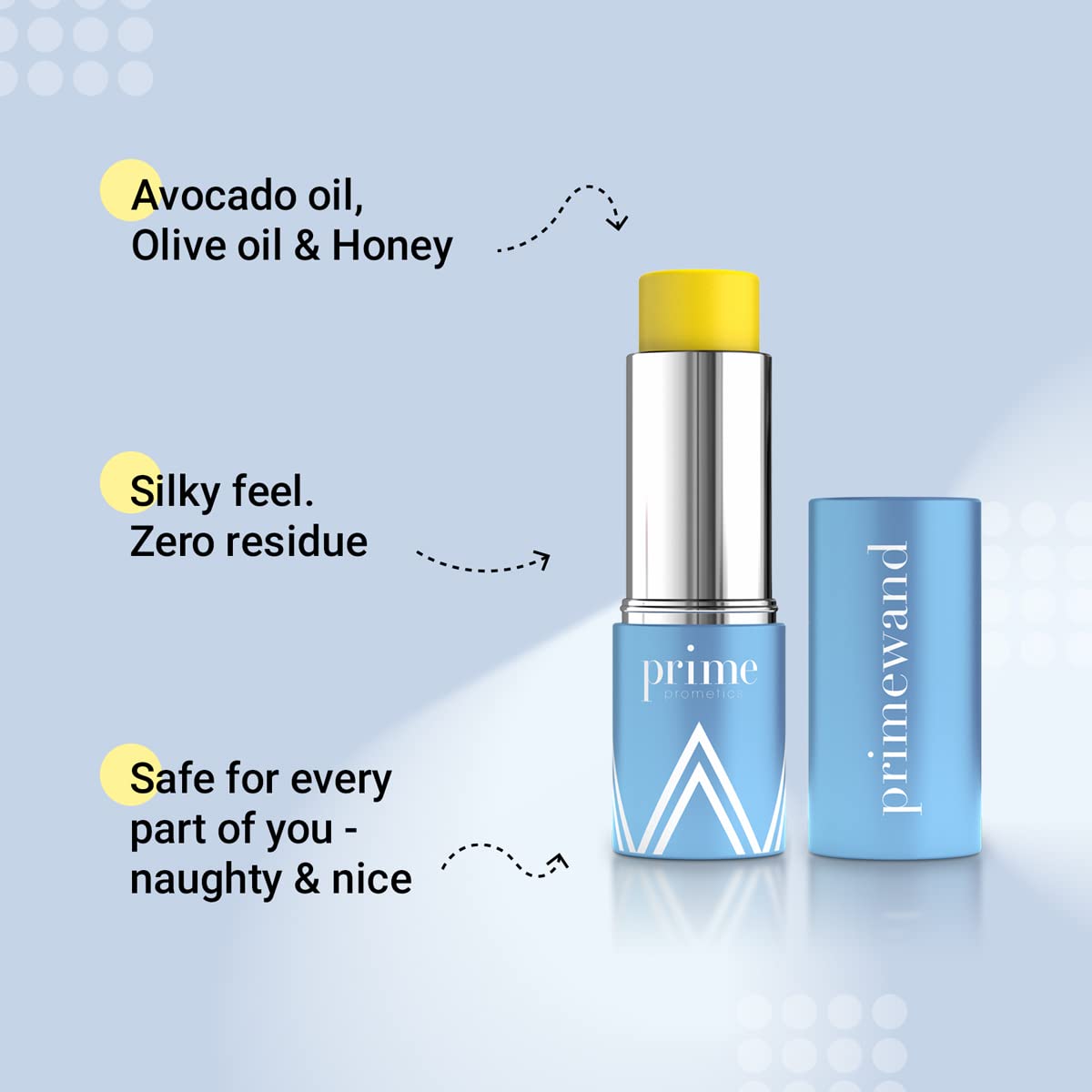 Prime Prometics twist-up stick detail demonstrating easy, mess-free application benefit
