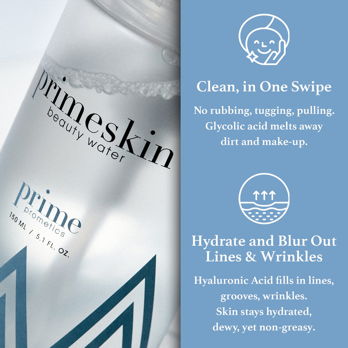 PRIME PROMETICS demo removing eye make-up with one gentle swipe to prevent tugging