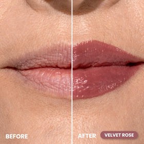 PRIME PROMETICS model wearing Velvet Rose demonstrating natural, non-stinging plumping effect