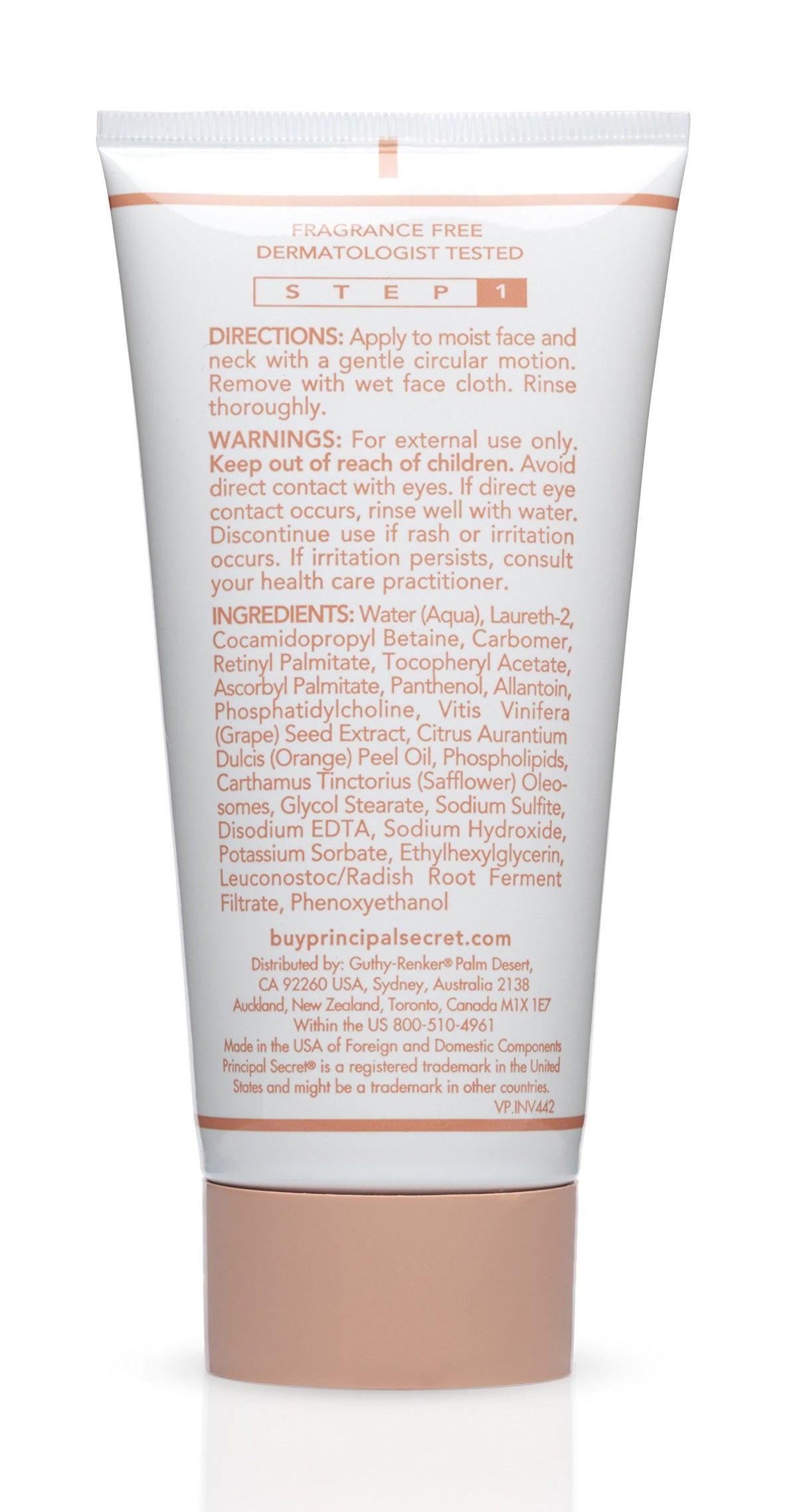 Principal Secret dispensing cleanser from bottle for easy use