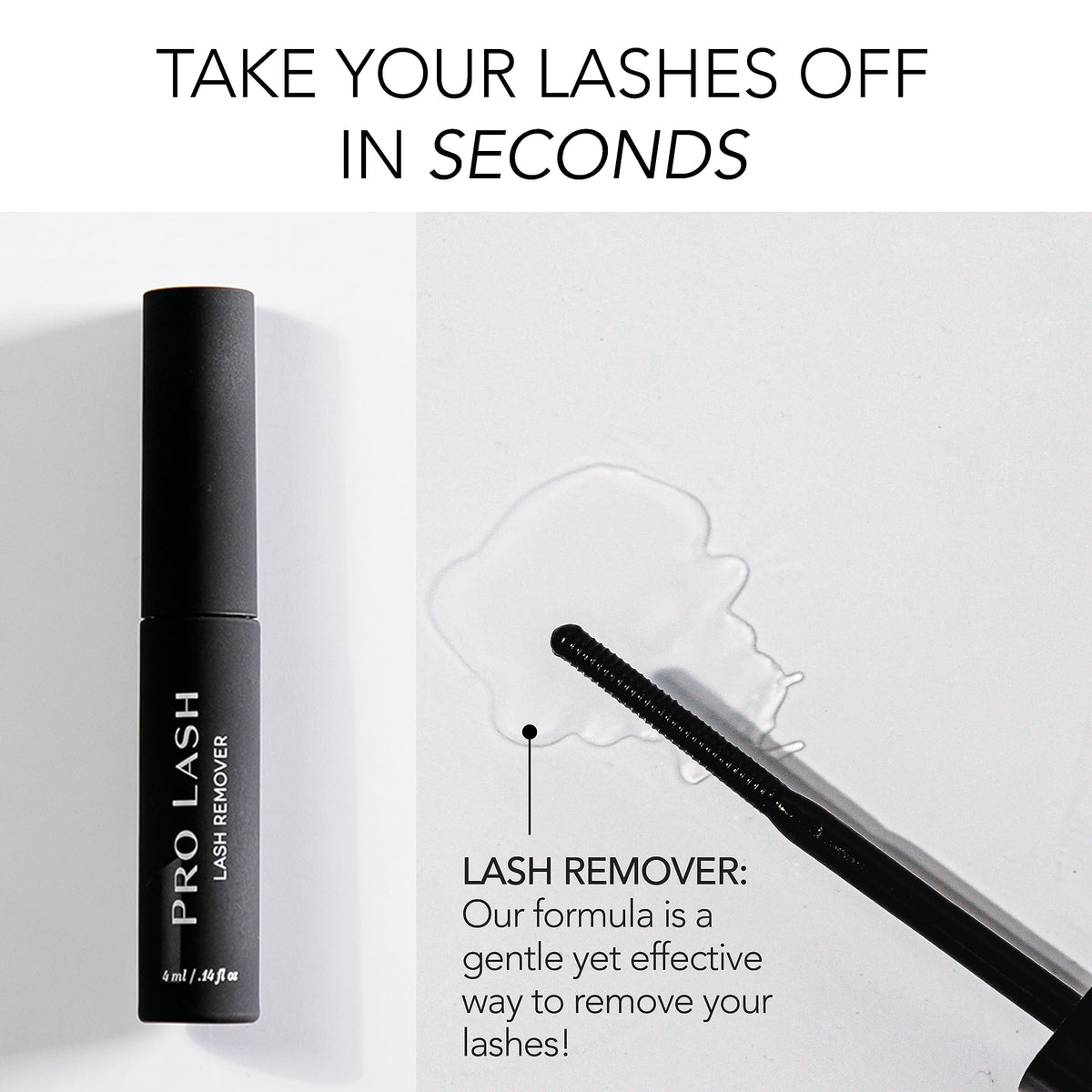 Pro Lash applied with microbrush at lash line showing safe, quick adhesive breakdown