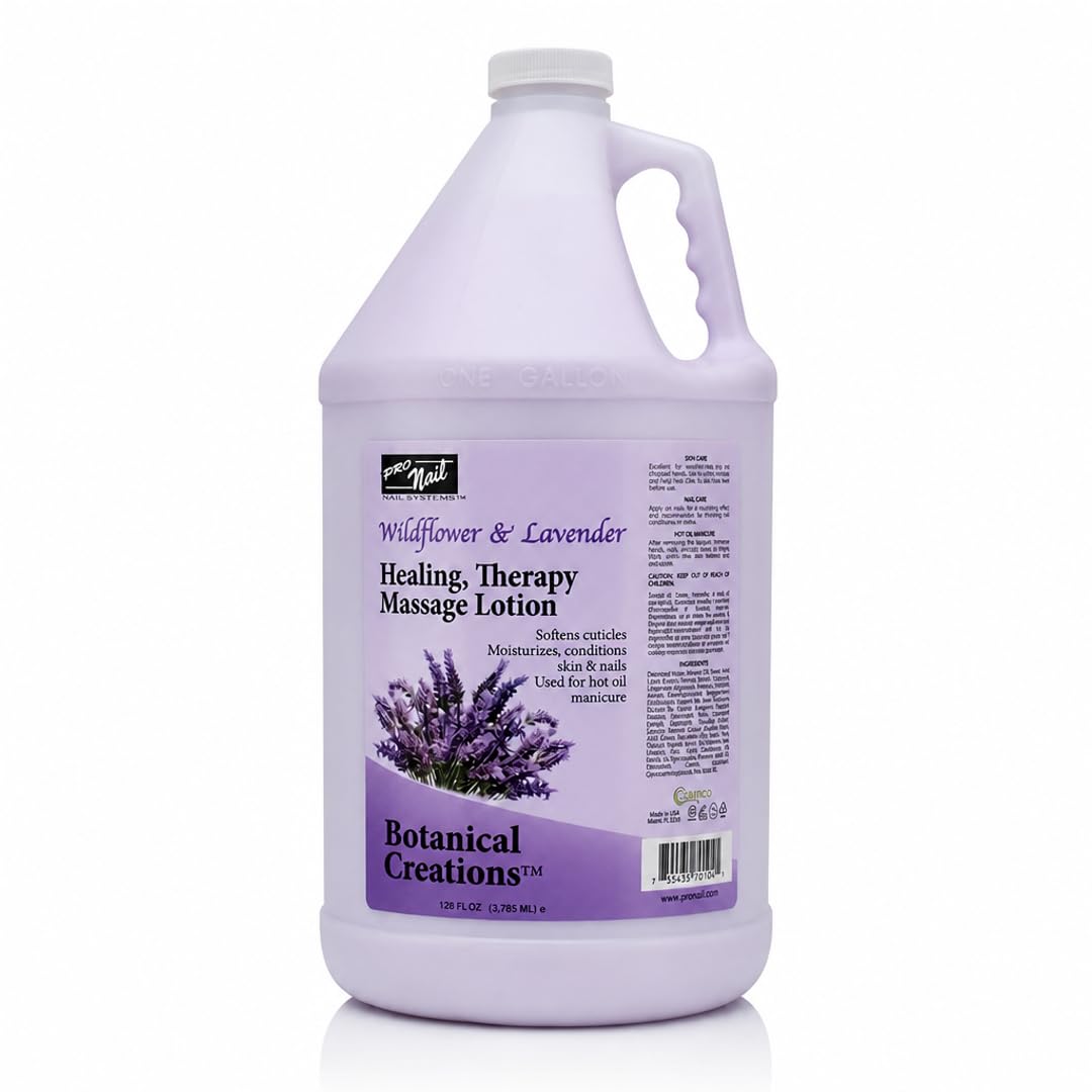 PRO NAIL front label on one-gallon lavender bottle showing professional grade benefits