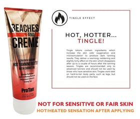 Pro Tan being applied to forearm demonstrating warming tingle benefit