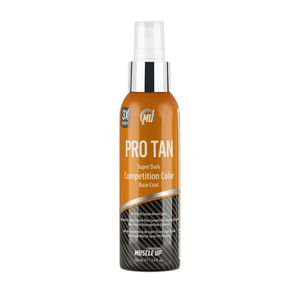 Pro Tan front packaging showing 3.4 oz bottle and ultra dark brown color benefit