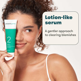 Proactiv serum texture on fingertip demonstrating lightweight, non-greasy hydration
