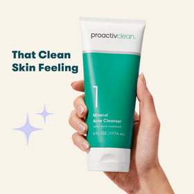 Proactiv Clean in bathroom lifestyle setting demonstrating daily use and calm skin benefit