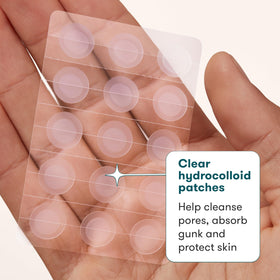 Proactiv close-up of clear hydrocolloid patch texture demonstrating absorption