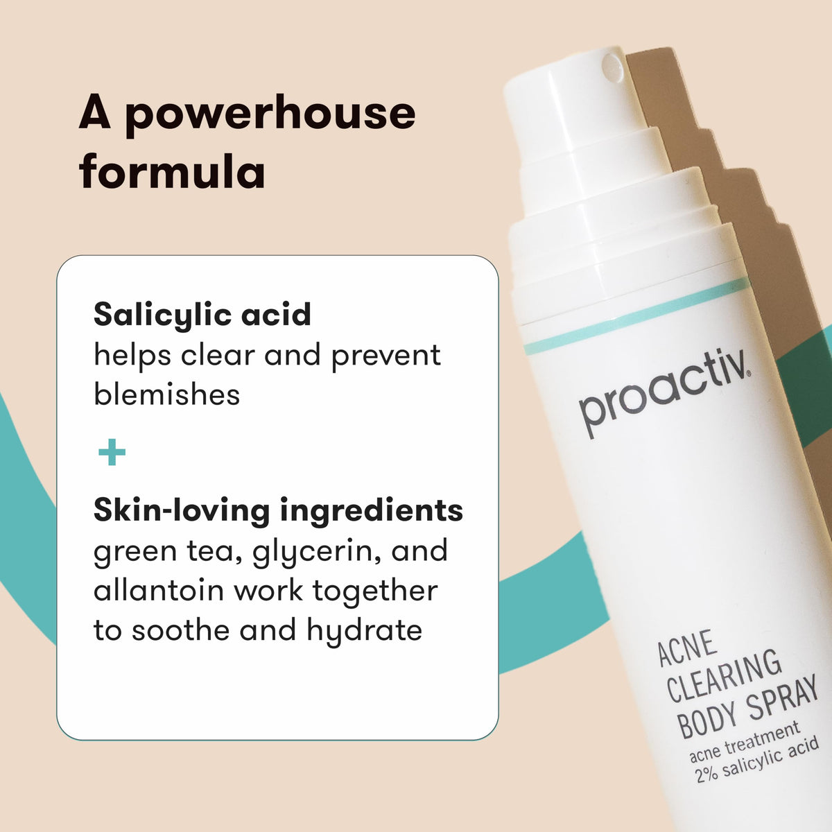 Proactiv mist in use on back demonstrating reach and quick post-workout relief