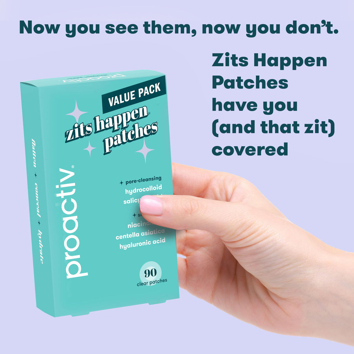 Proactiv label showing 90-count and 12mm dots for size clarity benefit