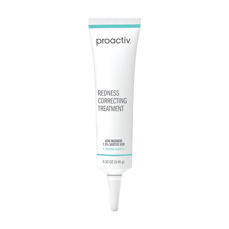 Proactiv front packaging showing bottle and green tint for instant redness correction