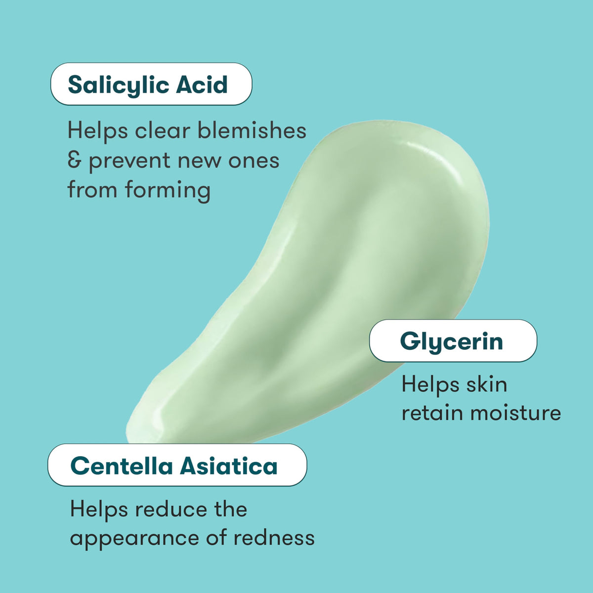 Proactiv label close-up showing 1.5% salicylic acid and cica for calming skin