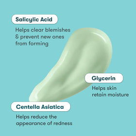 Proactiv label close-up showing 1.5% salicylic acid and cica for calming skin