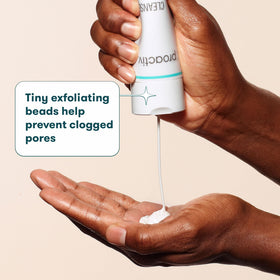 Proactiv texture close-up with exfoliating beads, highlights gentle exfoliation