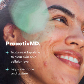 Proactiv MD products on bathroom counter, portrays daily routine lifestyle