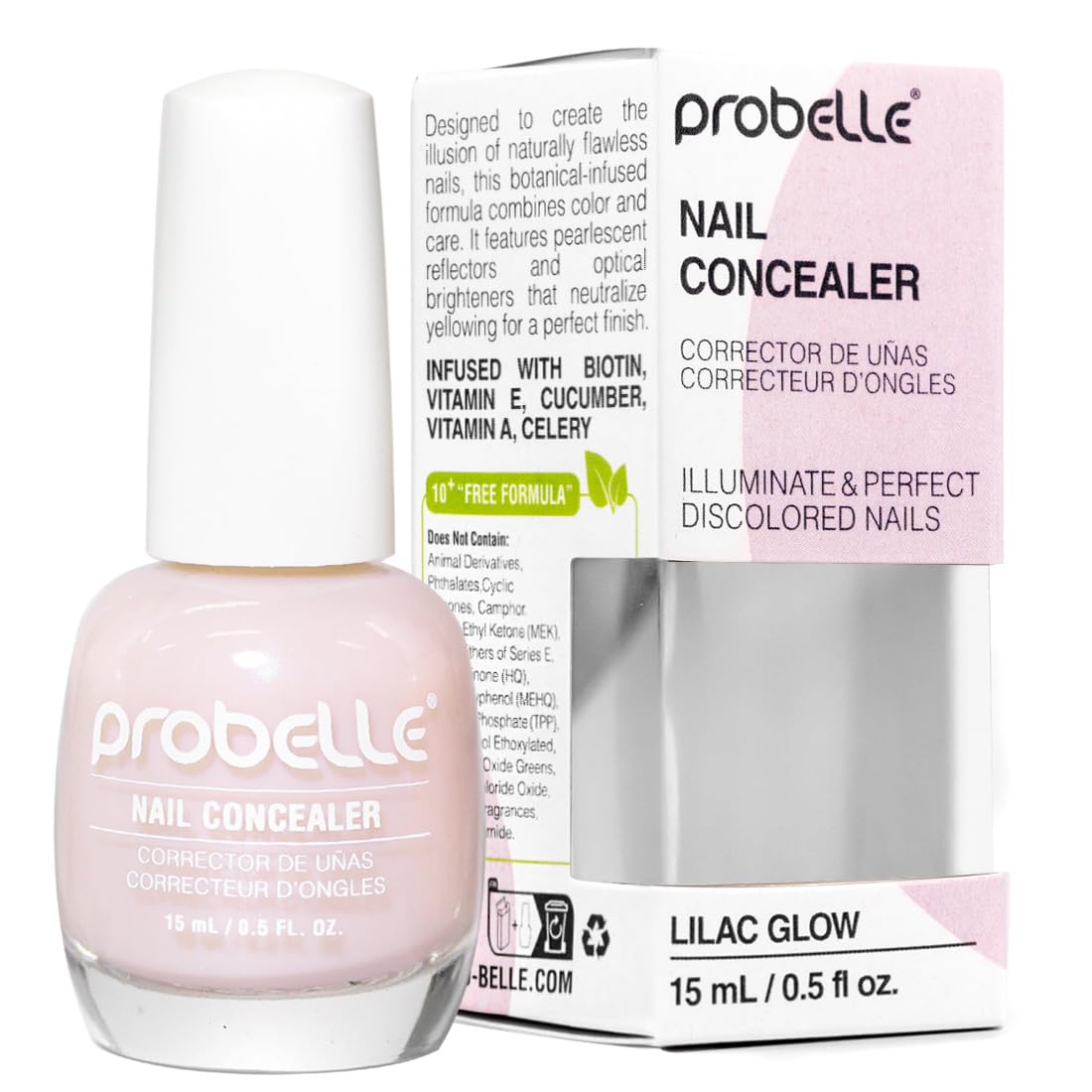 Probelle bottle front showing lilac glow and instant brightening benefit