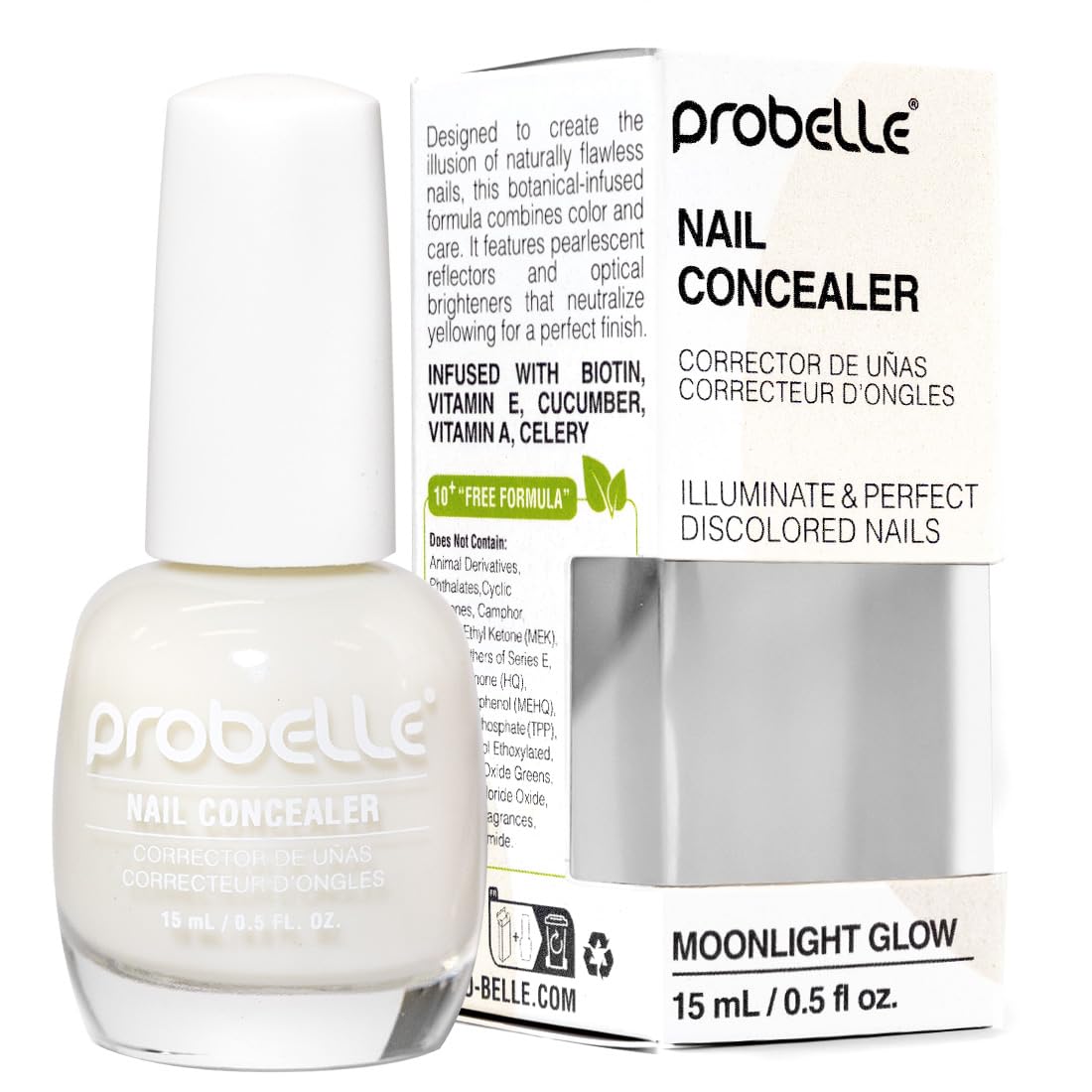 Probelle bottle front packaging showing moonlight glow finish benefit