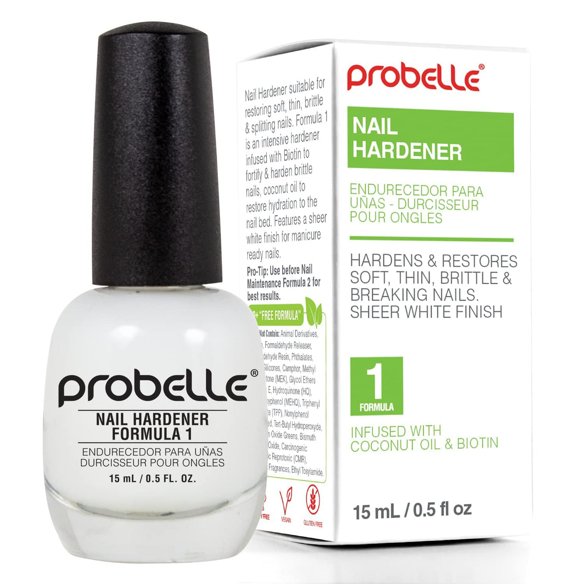 Probelle front packaging showing clear hardener and brand for stronger nails