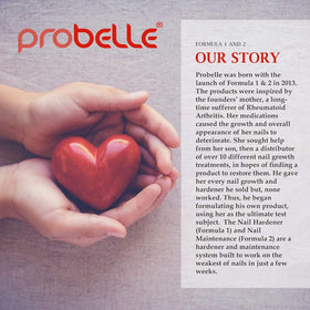 Probelle hand lifestyle setting displaying natural nails strengthened by product