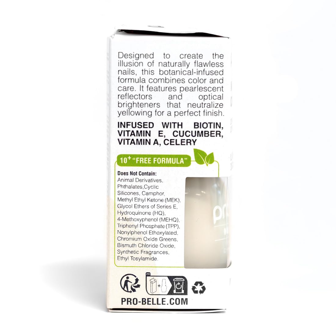 Probelle ingredients label highlighting made in USA and botanical benefit