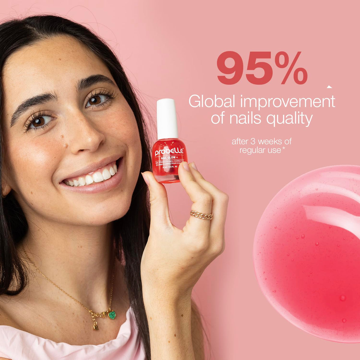Probelle close-up of glossy texture showing smoothening benefit