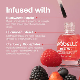 Probelle swatch on fingertip showing sheer jelly color benefit