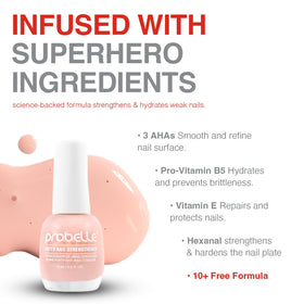 Probelle texture close-up highlighting smooth glossy finish and nail conditioning