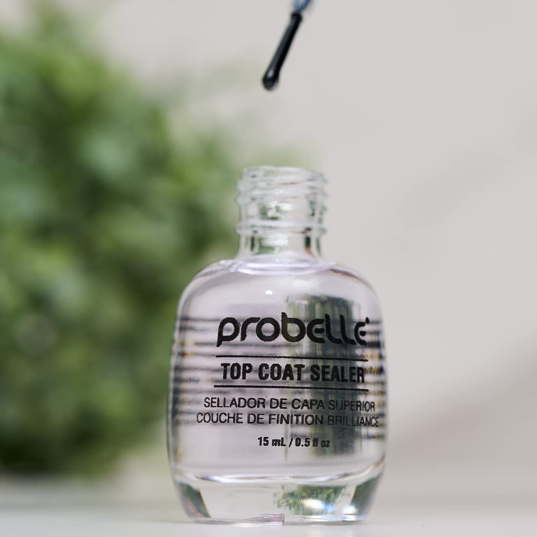 Probelle top coat made in usa label closeup highlighting quality assurance