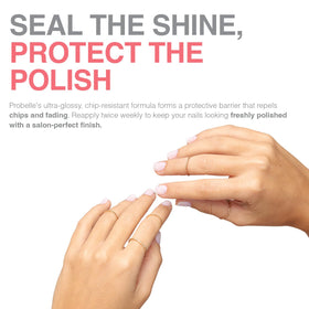 Probelle top coat with palette and swatches showing color preservation