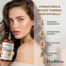 ProBliva before and after hair showing fuller-looking results with continued use benefit