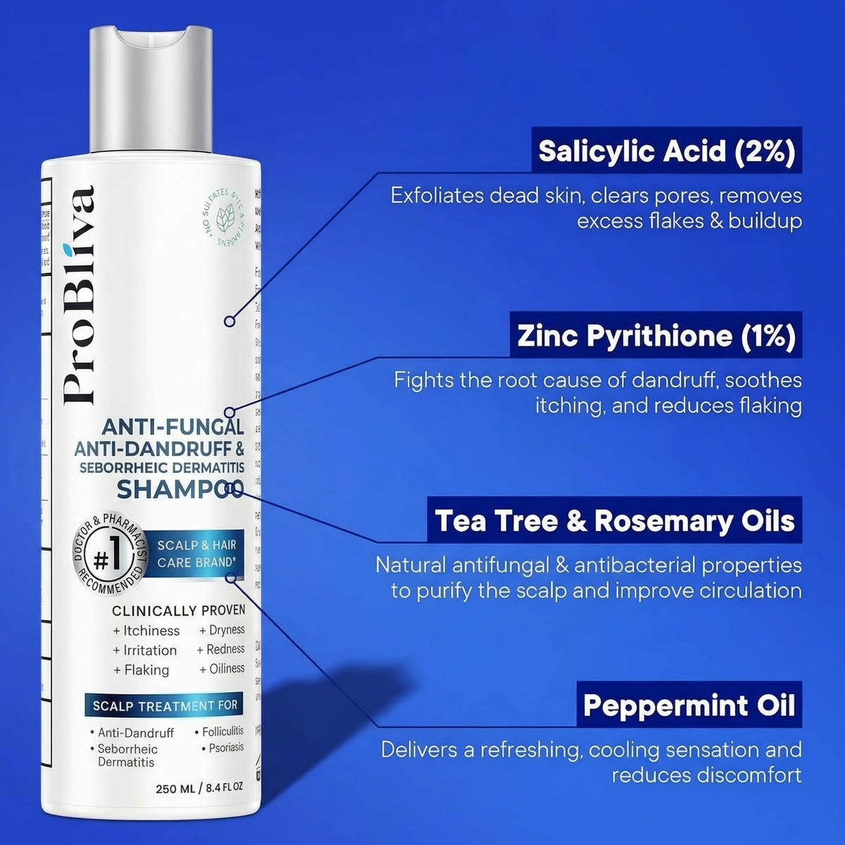 ProBliva with tea tree and rosemary oils for refreshing scalp support