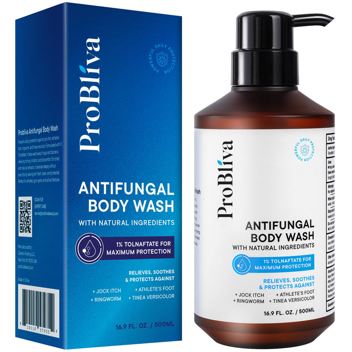 ProBliva front bottle view showing clear medicated antifungal cleanser