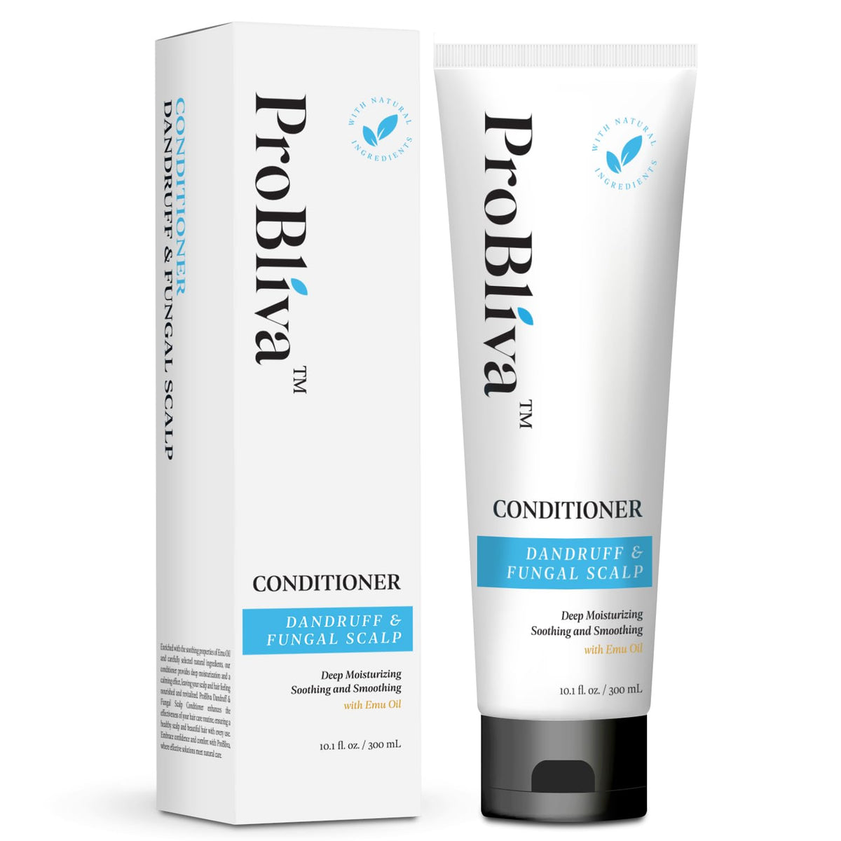 ProBliva front packaging showing cleanser and conditioner benefits for dandruff relief