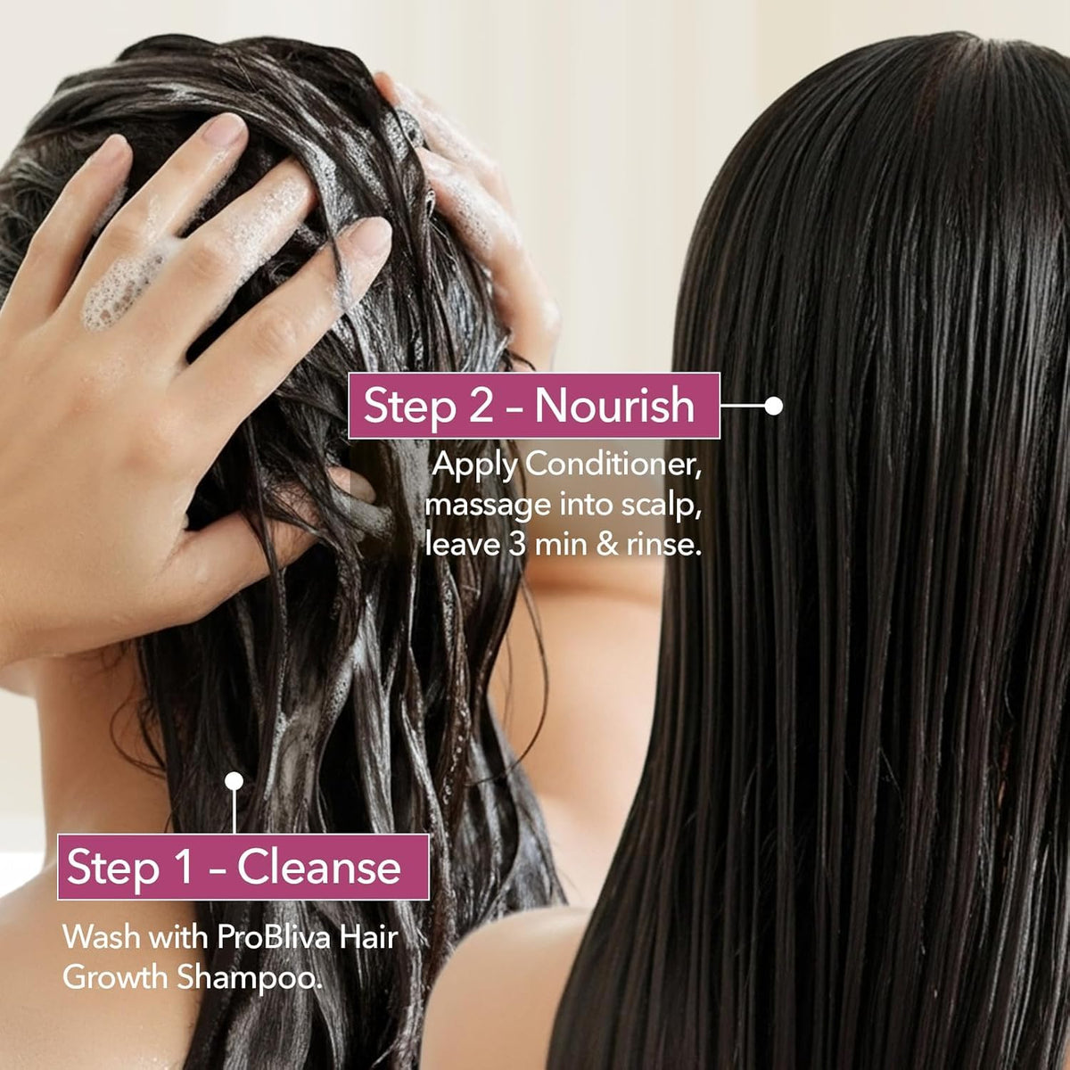 ProBliva before and after comb image showing easier detangling