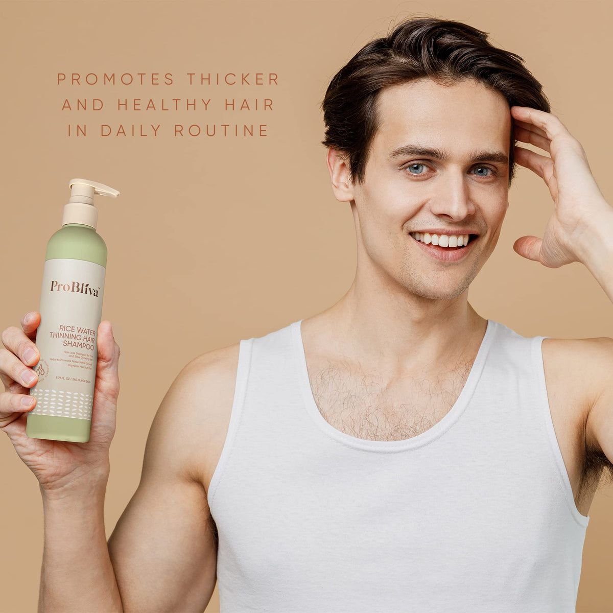 ProBliva shampoo creating lather on hair for gentle cleansing