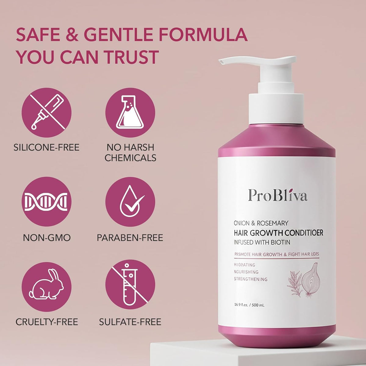 ProBliva in-use shower scene showing gentle application on hair